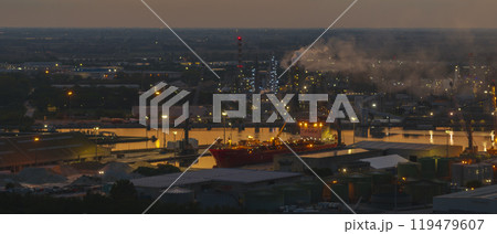 Industrial and port area of Ravenna at night Industrial and port area of Ravenna at night 119479607