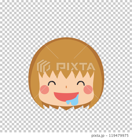 Emoji illustration of a cute little girl drooling, icon, face, expression, white background, vector Emoji illustration of a cute little girl drooling, icon, face, expression, white background, vector 119479975