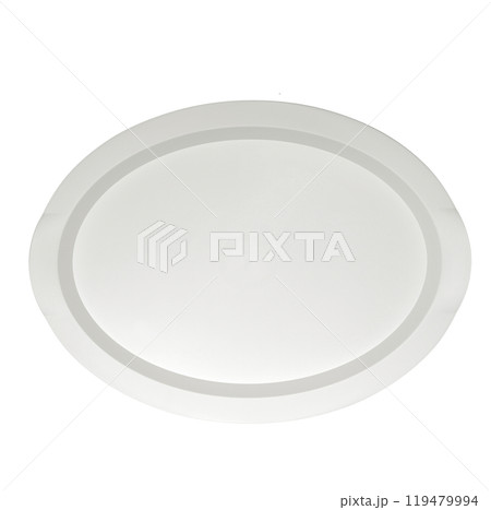 Stack of plastic trays for food isolated on white background. Plastic tray 119479994