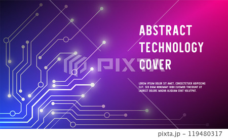 Futuristic Circuit Board with Glowing Lines on Gradient Background 119480317