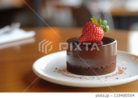 レストランで食べるチョコレートケーキ 119480504