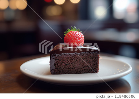 レストランで食べるチョコレートケーキ 119480506