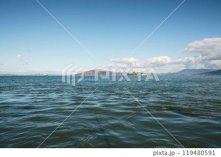 San Francisco bay from pier in sunny warm day 119480591