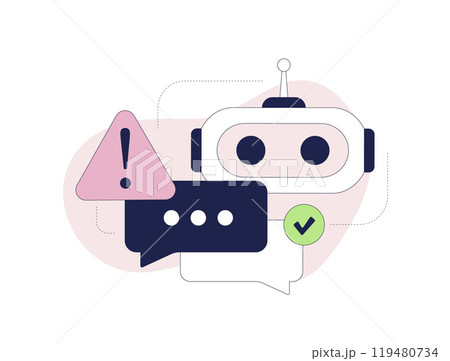 AI-Powered Content Moderation. Automate content moderation with AI to filter inappropriate or harmful material, photo or comments on social platforms. Illustration of AI scanning social media posts 119480734