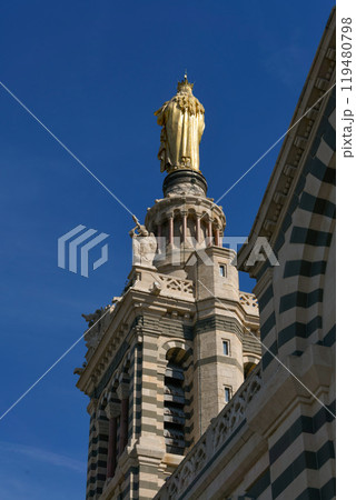 Notre Dame de la Garde or Our Lady of the Guard is a catholic church in Marseille city in France Notre Dame de la Garde or Our Lady of the Guard is a catholic church in Marseille city in France 119480798