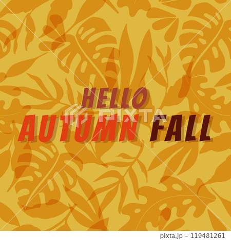 Hello Autumn vector card design. Typography design for greeting card and poster 119481261