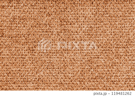 Coarse weave texture upholstery orange jacquard fabric, textile background, cloth structure 119481262