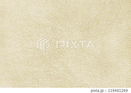 Structure of genuine leather, shiny beige leatherette surface with slightly grainy texture 119481269