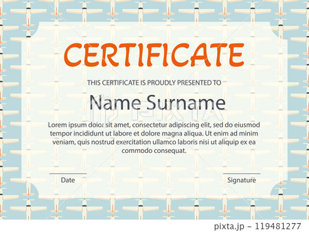 Cute colorful childish certificate template. Diploma of achievement and appreciation Cute colorful childish certificate template. Diploma of achievement and appreciation 119481277
