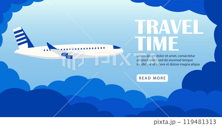 Civil aviation day social media banner template. Travel flyer design flat illustration 119481313