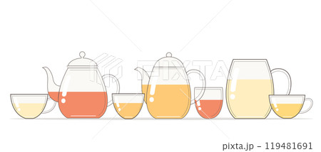 Glass teapot and cup vector illustration Glass teapot and cup vector illustration 119481691