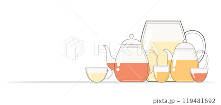 Glass teapot and cup vector illustration 119481692