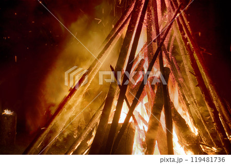 huge night fire on holiday huge night fire on holiday 119481736