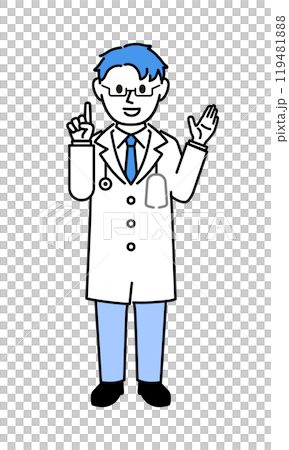 A doctor in a white coat explaining 119481888