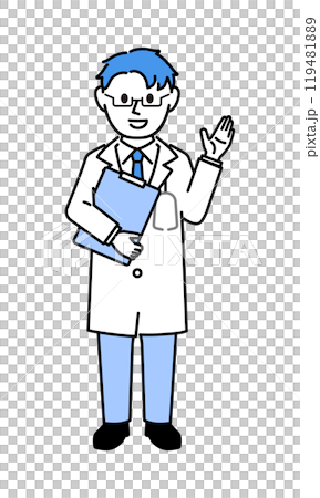 A doctor in a white coat explaining 119481889