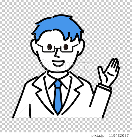 A doctor in a white coat explaining 119482057