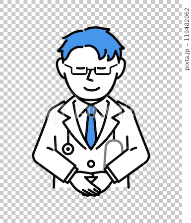 A doctor in a white coat bowing 119482062
