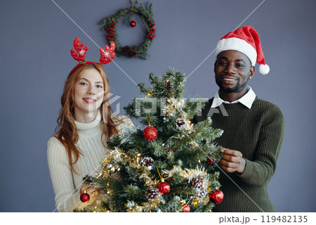 Celebrating Holiday Season With Christmas Tree 119482135