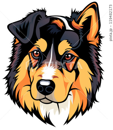 Color Illustration of a Dogs Head Color Illustration of a Dogs Head 119482173