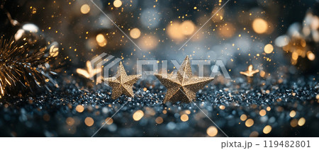 星飾りと冬の幻想的な背景 星飾りと冬の幻想的な背景 119482801