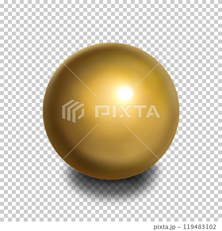 黄金の球体、金の玉のイラスト、純金の球、金色のイラスト、金色の