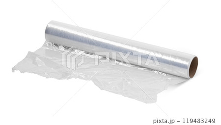 Roll of thin cling film isolated on white background Roll of thin cling film isolated on white background 119483249