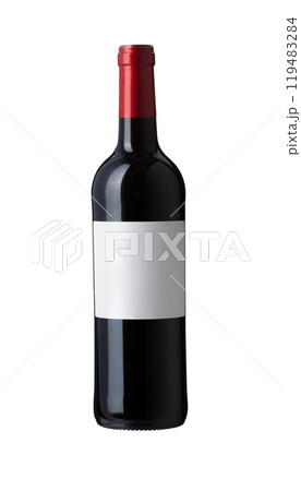 red wine bottle with blank label 119483284