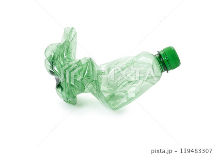 Used plastic bottle on white bacground Used plastic bottle on white bacground 119483307
