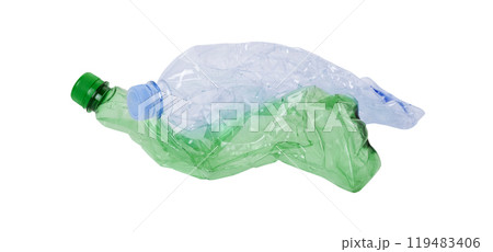 Used plastic bottle on white bacground 119483406