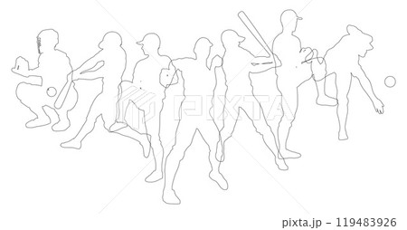 Baseball Silhouette Players Player Silhouettes Baseball Silhouette Players Player Silhouettes 119483926