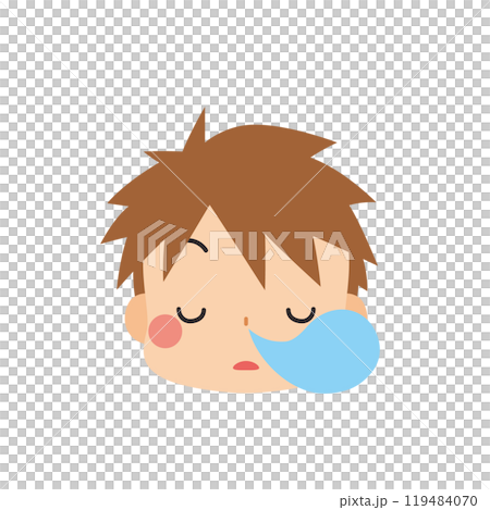 眠い表情をした可愛い小さな男の子の絵文字イラスト アイコン 顔 白背景 ベクター 眠い表情をした可愛い小さな男の子の絵文字イラスト アイコン 顔 白背景 ベクター 119484070