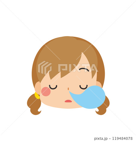 眠い表情をした可愛い小さな女の子の絵文字イラスト アイコン 顔 白背景 ベクター 眠い表情をした可愛い小さな女の子の絵文字イラスト アイコン 顔 白背景 ベクター 119484078