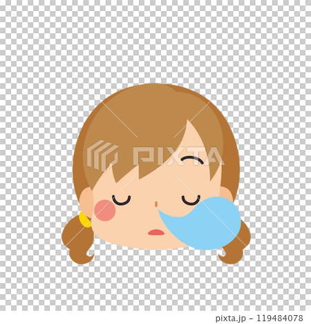 眠い表情をした可愛い小さな女の子の絵文字イラスト アイコン 顔 白背景 ベクター 眠い表情をした可愛い小さな女の子の絵文字イラスト アイコン 顔 白背景 ベクター 119484078