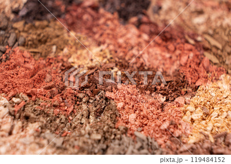 Macro texture of different shades of eyeshadow Macro texture of different shades of eyeshadow 119484152