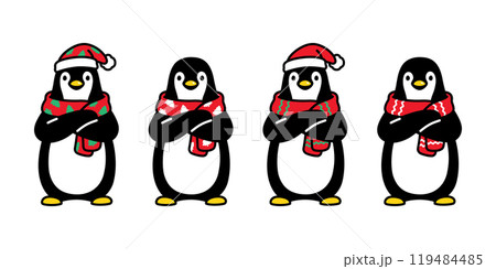 penguin vector christmas tree santa claus hat icon knitting scarf bird logo cartoon character doodle illustration symbol design isolated penguin vector christmas tree santa claus hat icon knitting scarf bird logo cartoon character doodle illustration symbol design isolated 119484485