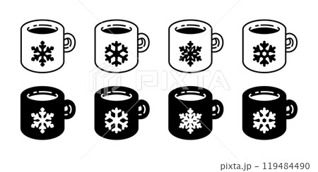 Snowflake vector coffee cup Christmas smooth curve corner icon logo snow Santa Claus Xmas tea cartoon character doodle illustration symbol graphic design 119484490