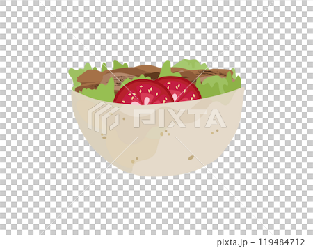 トルコの名物、ピタパンに包まれたドネルケバブ 119484712