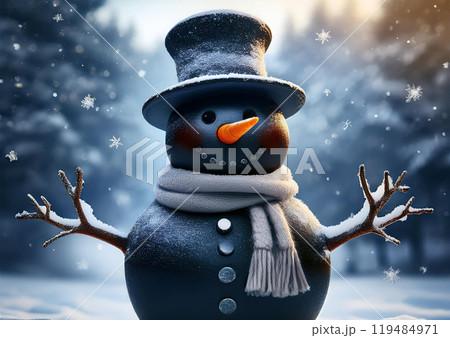 黒い雪だるまのイラスト素材 [119484971] - PIXTA