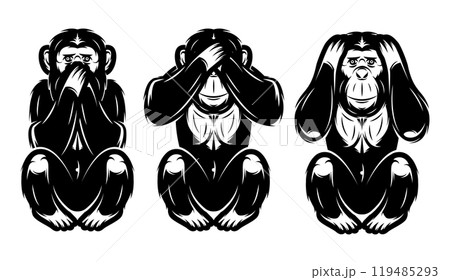 set of three monkeys - hear no, see no, do not say set of three monkeys - hear no, see no, do not say 119485293