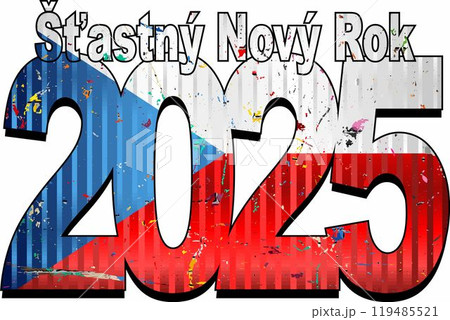 Happy New Year 2025 with Czech Republic flag inside Happy New Year 2025 with Czech Republic flag inside 119485521