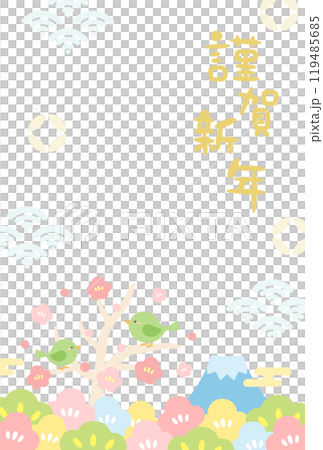 可愛的鶯梅花新年卡片模板11 可愛的鶯梅花新年卡片模板11 119485685