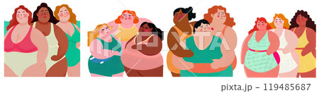 set vector illustration of woman with self love feels concept 119485687