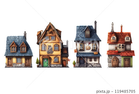 ui set vector illustration of cute small scandinavian house isolate on white background 119485705