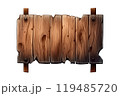 cartoon wood signboard on white background in flat style for icon 119485720