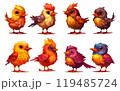 set vector illustraton of different birds isolated on white background 119485724