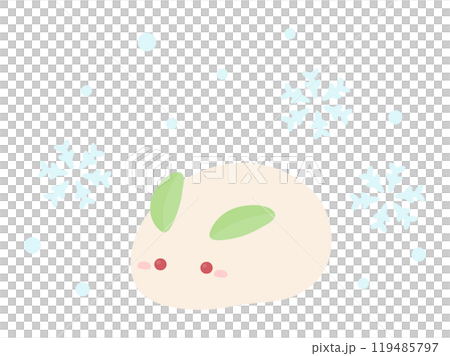 可愛的雪兔子和雪和雪花向量圖 01 119485797