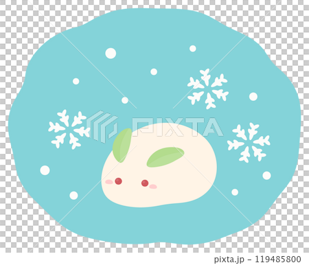 Cute snow rabbit, snow and snowflakes vector illustration 03 119485800