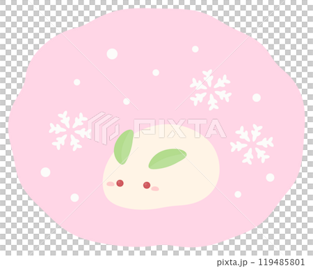 可愛的雪兔子和雪和雪花向量圖 04 119485801