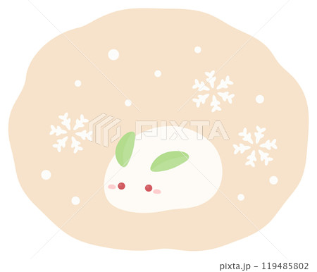 かわいい雪うさぎと雪と雪の結晶のベクターイラスト05 119485802