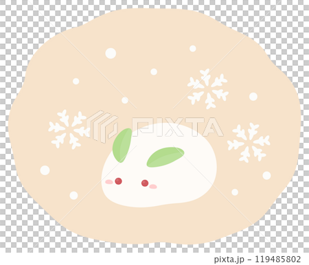 可愛的雪兔子和雪和雪花的向量圖解 05 119485802